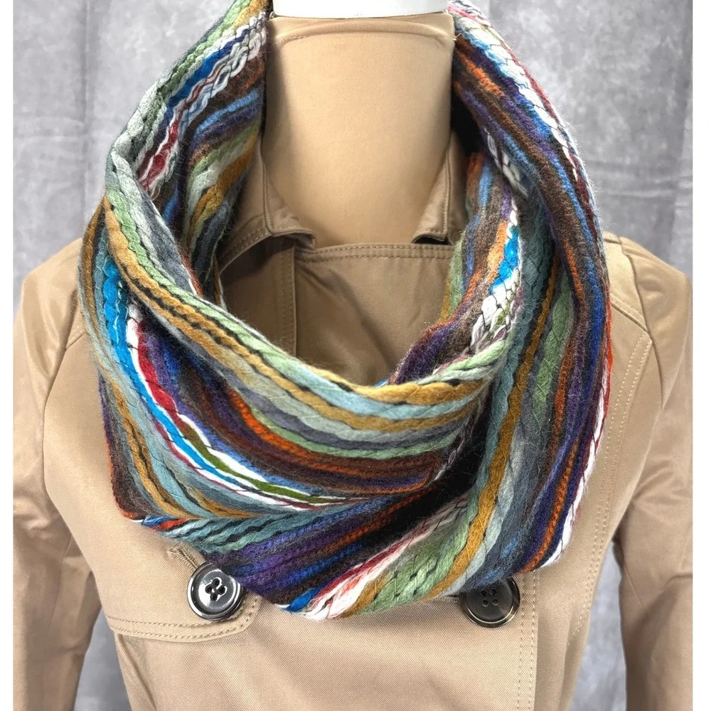 NWT Madison 88 Infinity Scarf Multicolor Striped‎ Knit Circle Loop Boho Indie
